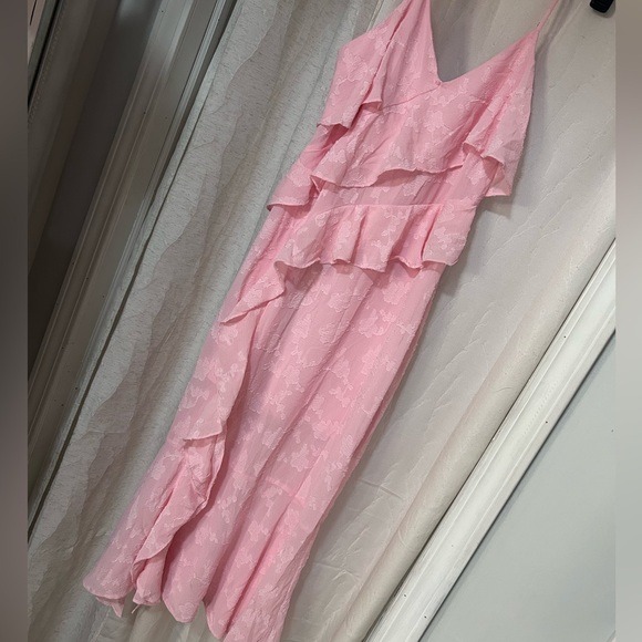 NWT Wild Fable, Women’s Dress Pink Blush Midi Chiffon Floral Ruffle, Size Medium - Picture 7 of 7